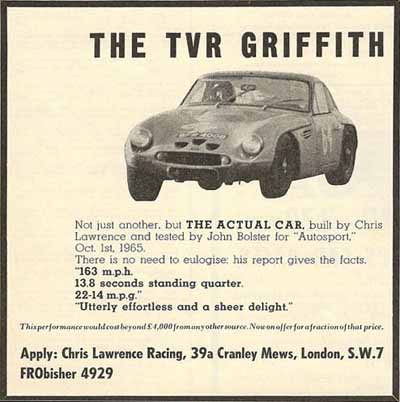 TVR Advert using 9th October 1965 BFR 400B Photo